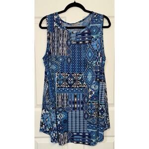 DB established 1962 Women's Tank Top Round Neck Top Purple Red Abstract Print XL